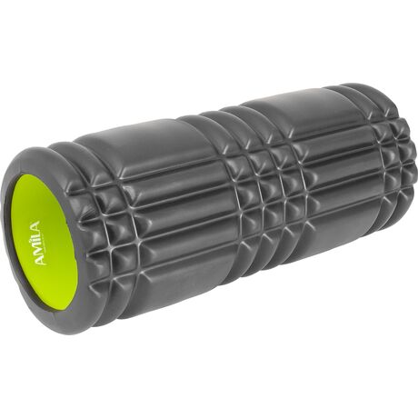 AMILA Foam Roller Plexus Φ14x33cm Μαύρο/Λάιμ 96822