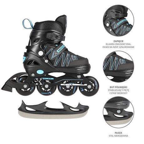 Αυξομειούμενα Roller NH11912 A 2σε1 Μαύρο/Μπλε Small(31-34) IN-LINE SKATES/HOCKEY ICE SKATES