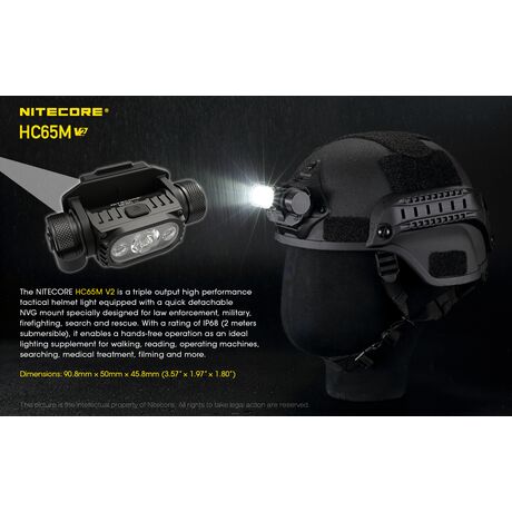 ΦΑΚΟΣ LED NITECORE HEADLAMP HC65M V2,  Για Κράνος